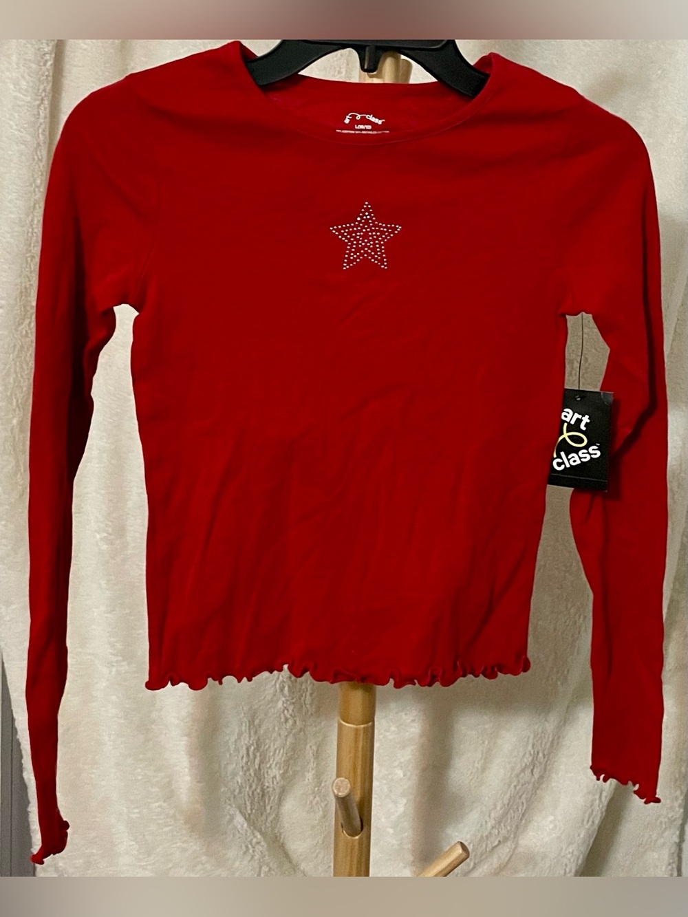 art class Red Long Sleeve Top with Rhinestone Star